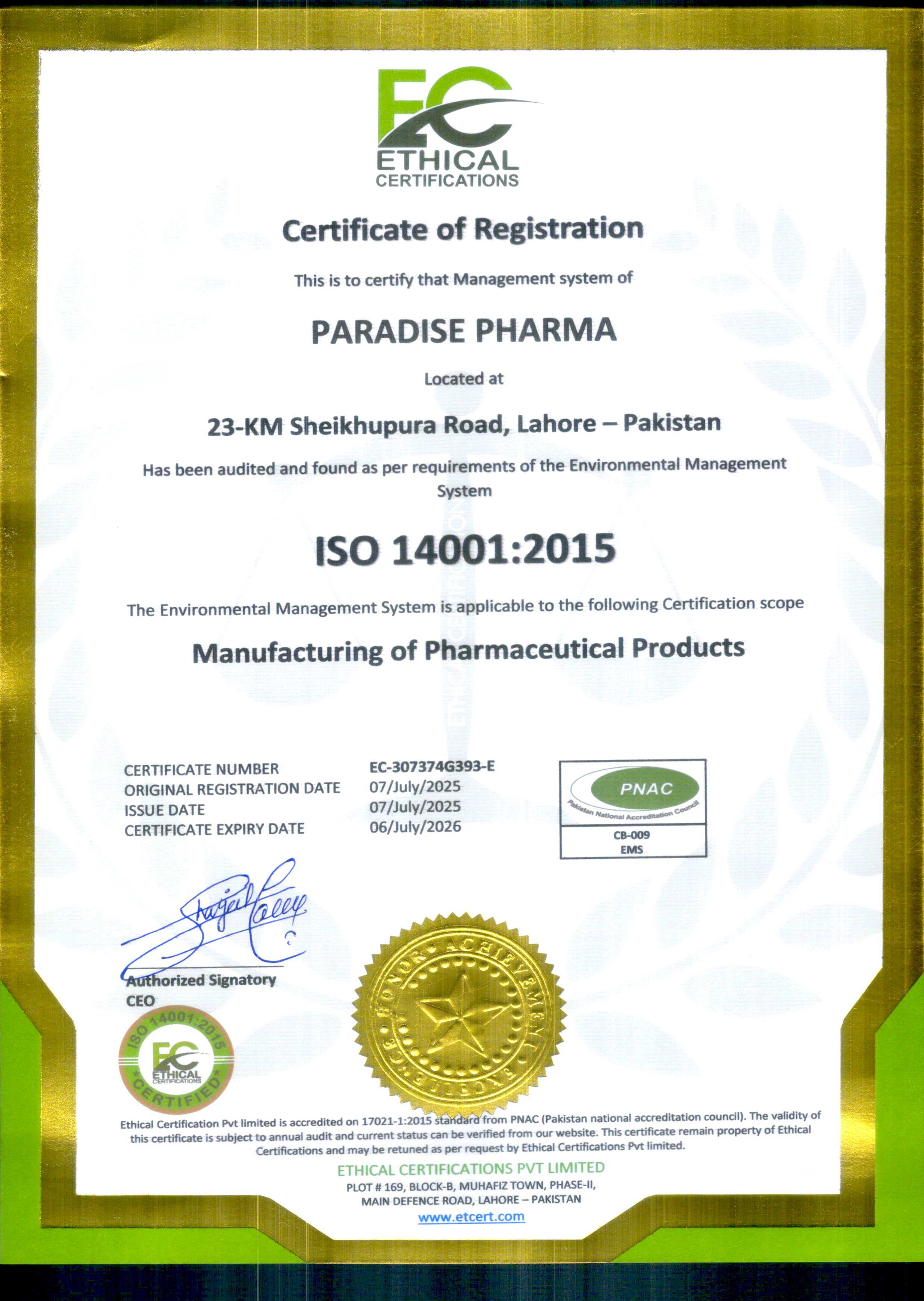 ISO 14001:2015 Certification